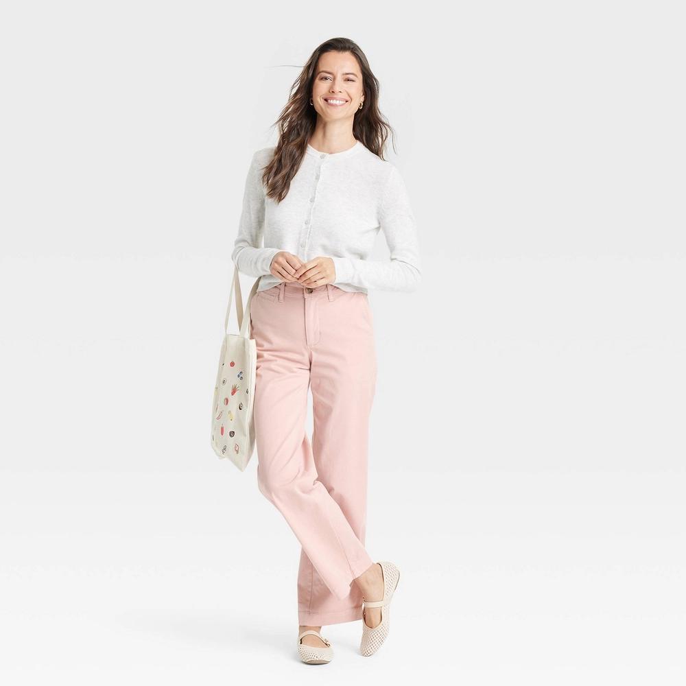 Women's Mid-Rise Straight Leg Relaxed Chino Pants - Universal Thread™ Light Pink 6 Long Product Image