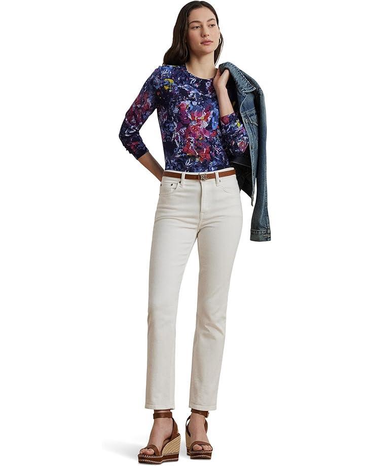 Women's Lauren Ralph Lauren Petite Print Cotton-Blend Sweater Product Image