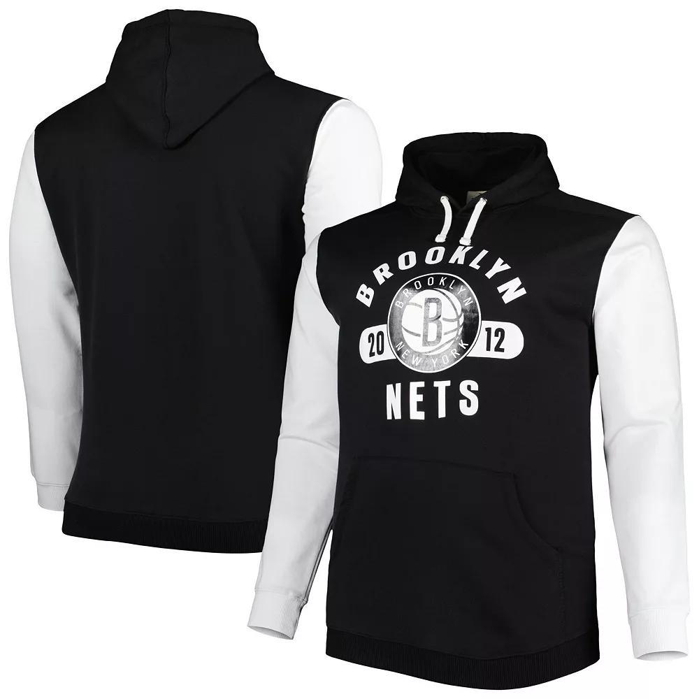 Men's Fanatics Branded Black/White Brooklyn Nets Big & Tall Bold Attack Pullover Hoodie, Size: 3XB Product Image