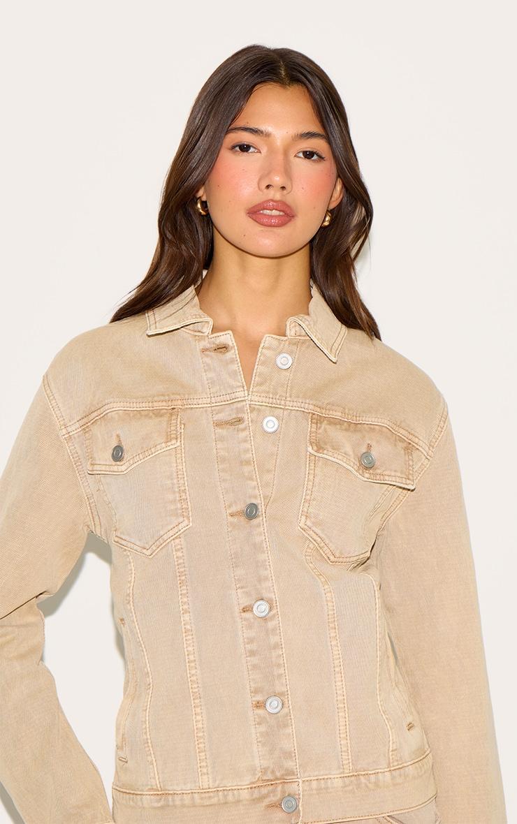  Sand Washed Corduroy Fitted Denim Jacket Product Image