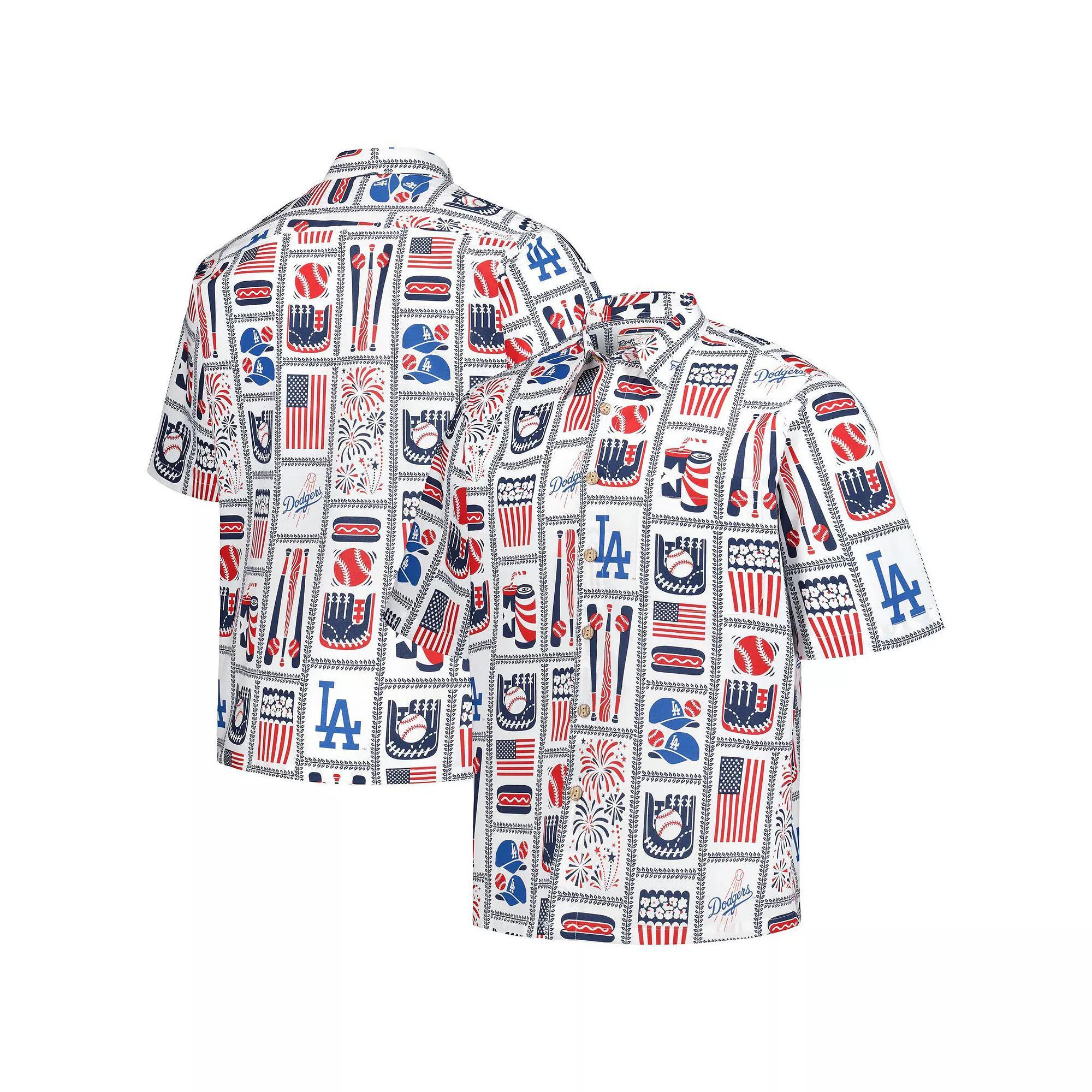 Men's Reyn Spooner White Los Angeles Dodgers Americana Button-Up Shirt, Size: Large Product Image