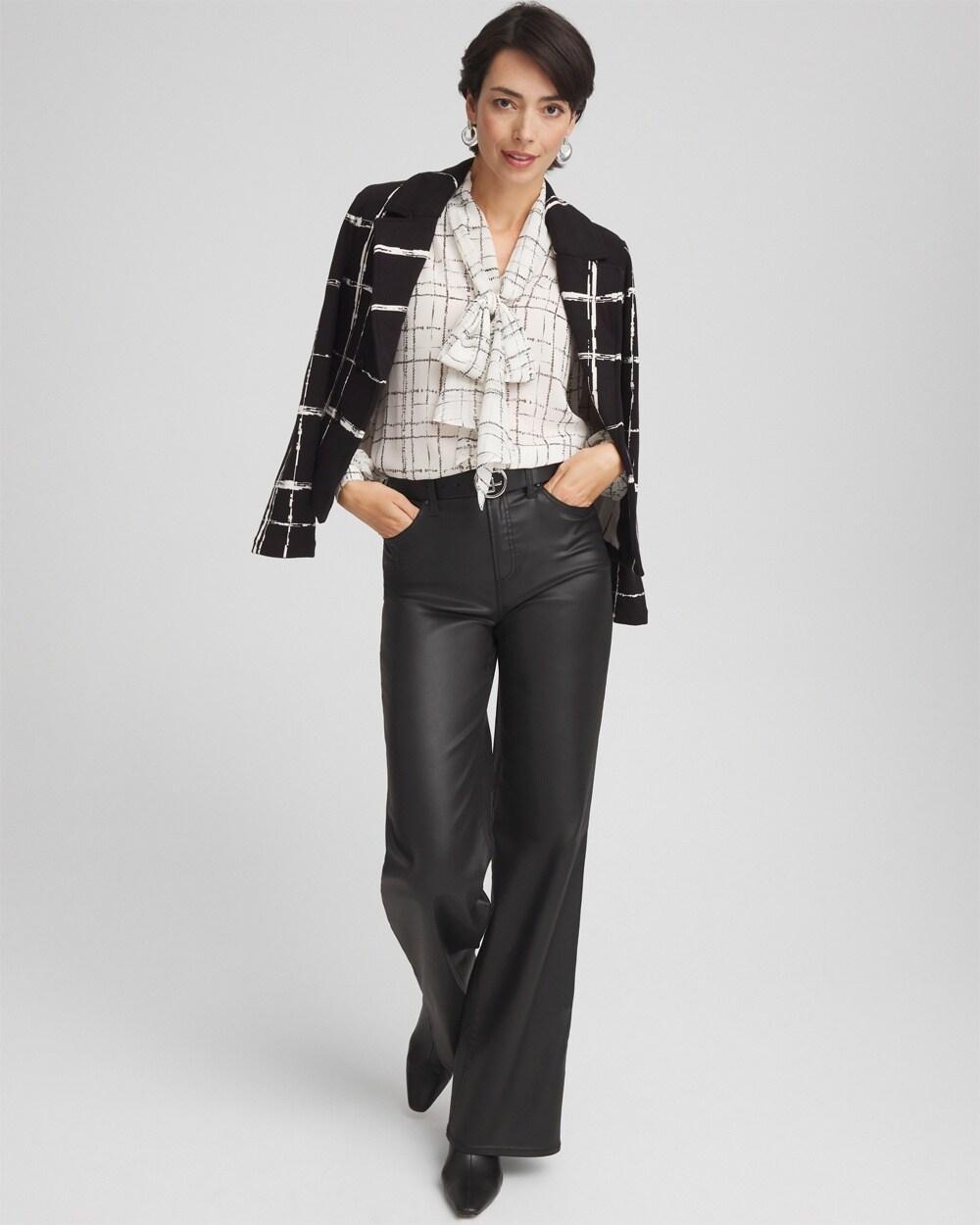Plaid Tie Bow Blouse Product Image