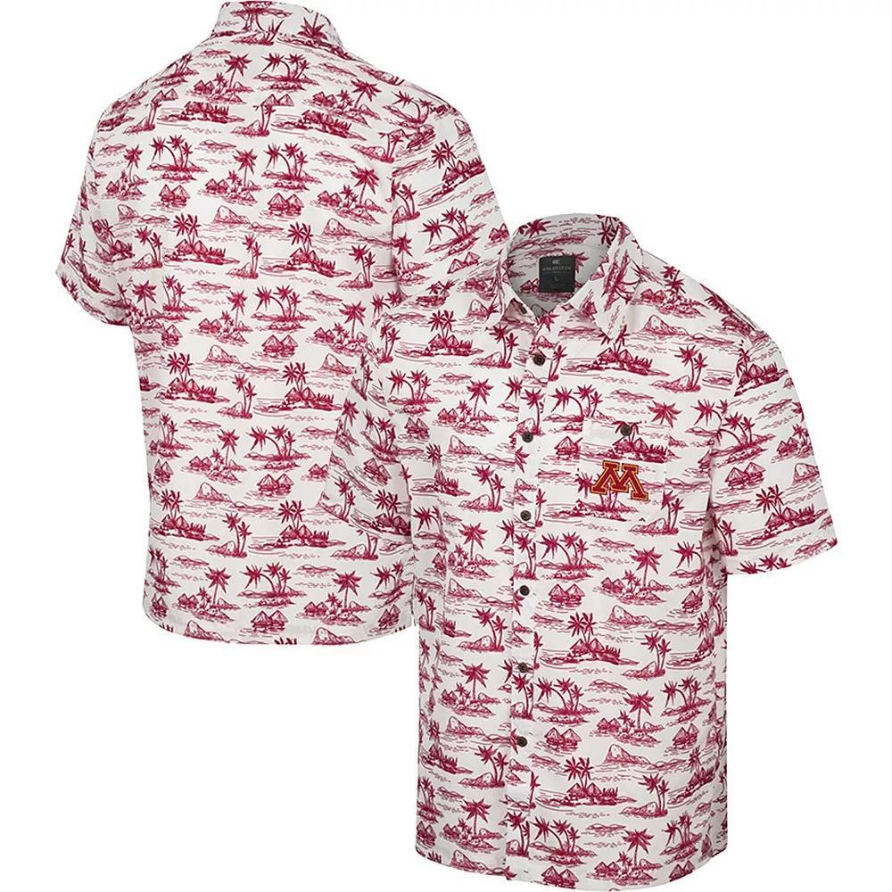 Men's Colosseum White Montana Grizzlies Spontaneous is Romantic Camp Button-Up Shirt, Size: Medium, Mon White Product Image