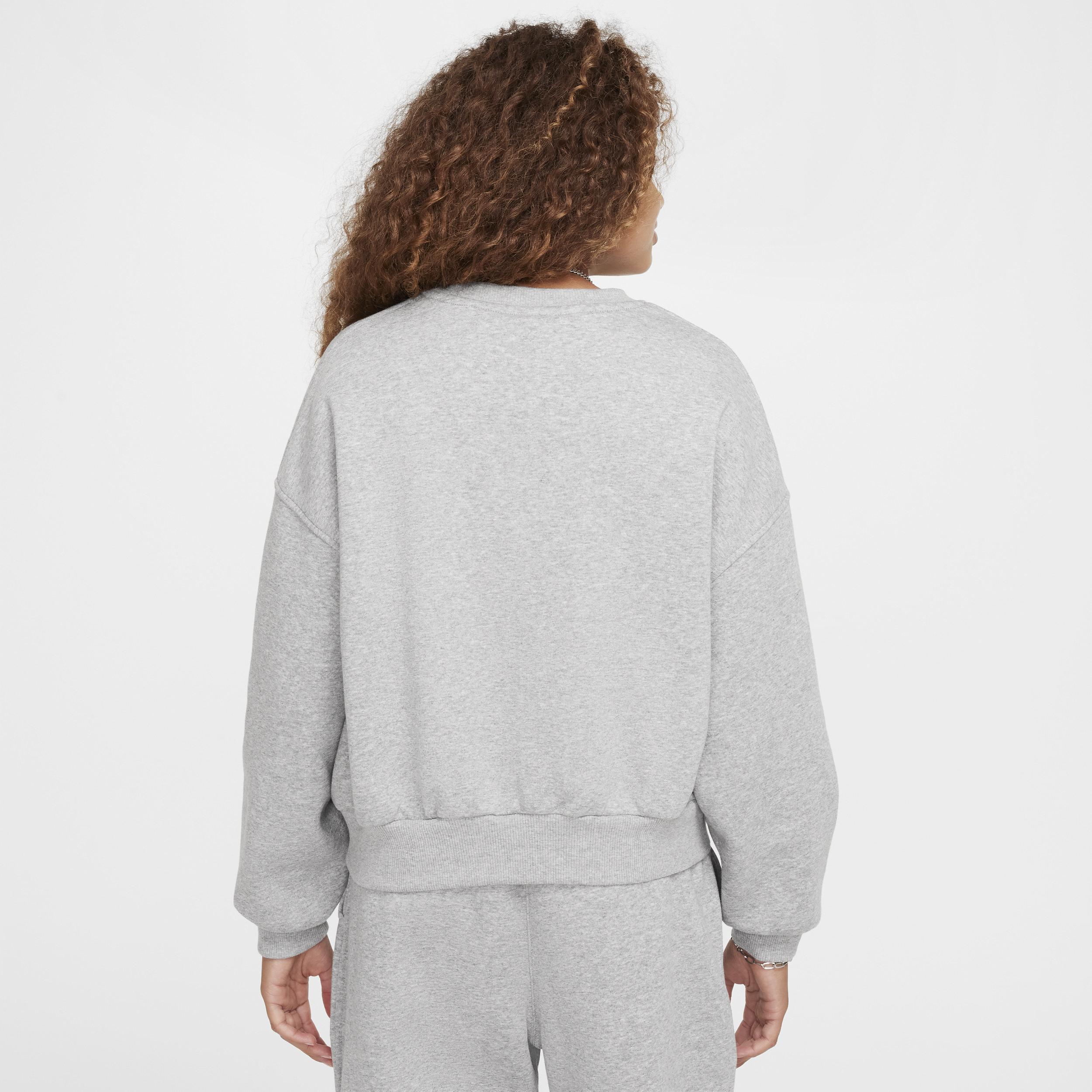 Nike Kids' Sportswear Club Fleece Crewneck Sweatshirt in Dark Grey Heather/White at Nordstrom Product Image