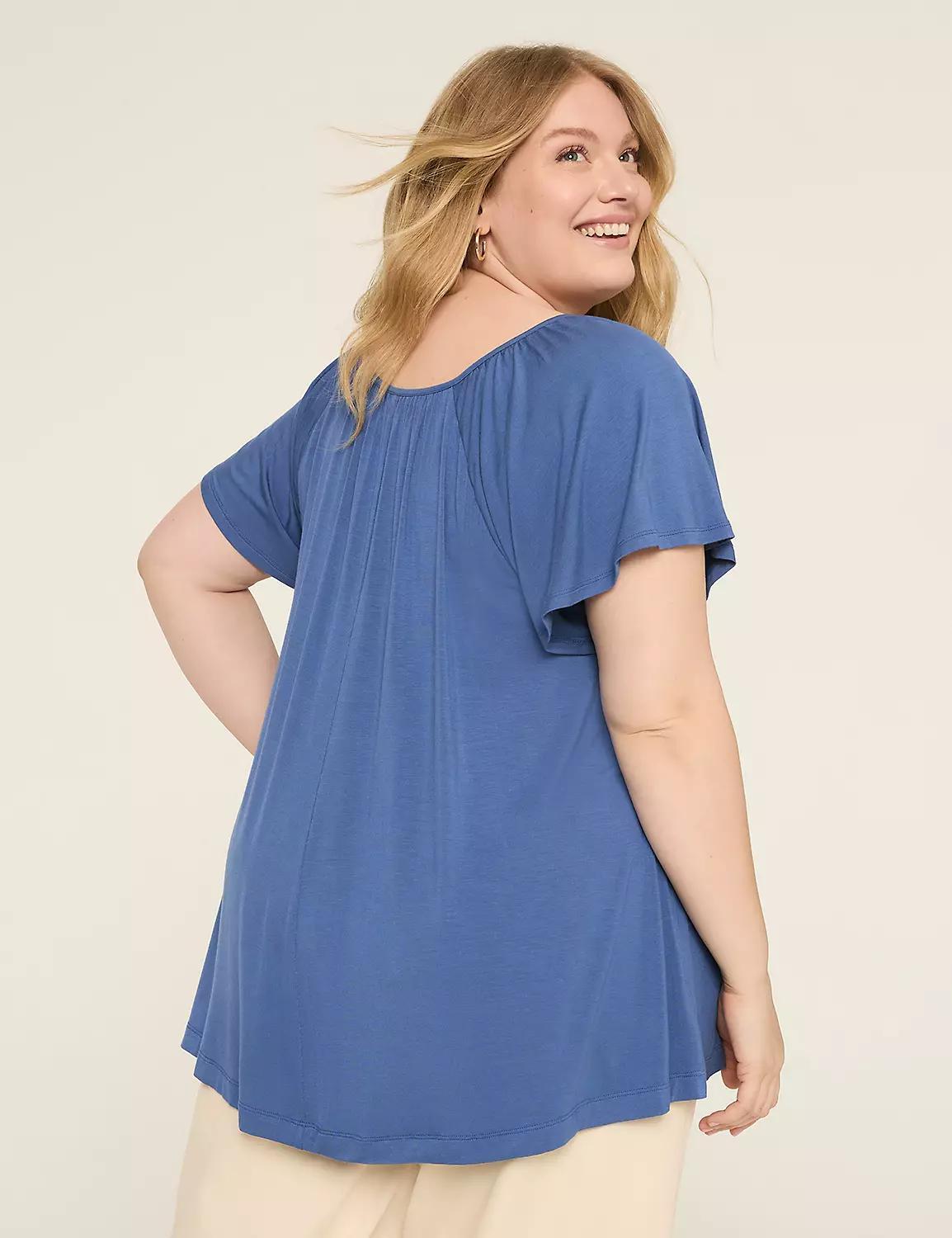 Swing Flutter-Sleeve Boatneck Top Product Image