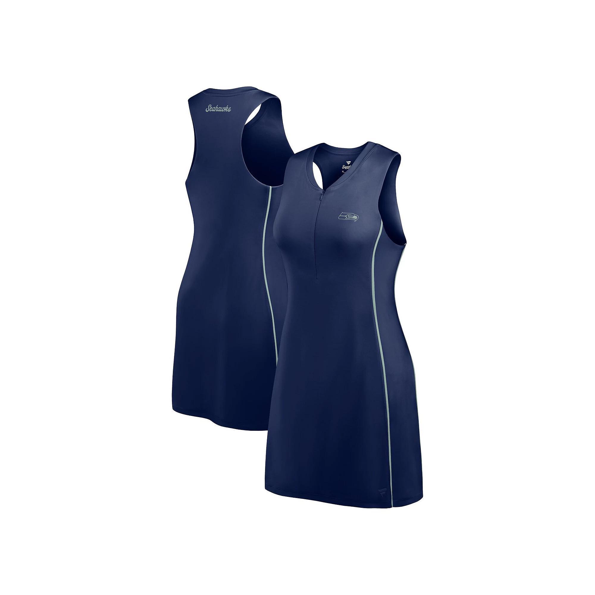 Women's Fanatics College Navy Seattle Seahawks Studio Boost Athletic Half-Zip Dress, Size: Medium, Team Product Image