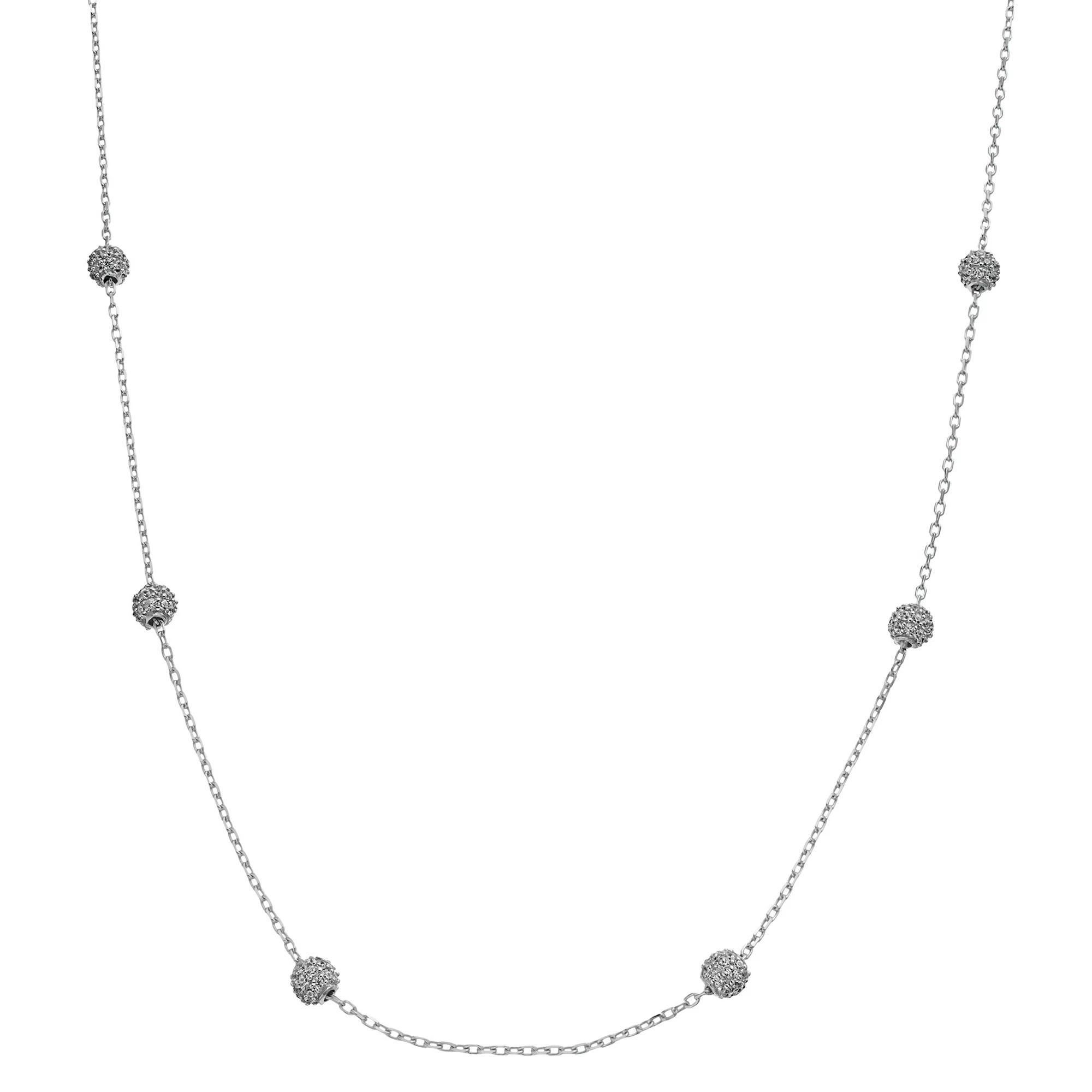 Rosabella Sterling Silver Cubic Zirconia Ball Station Necklace, Women's, Size: 18" Product Image
