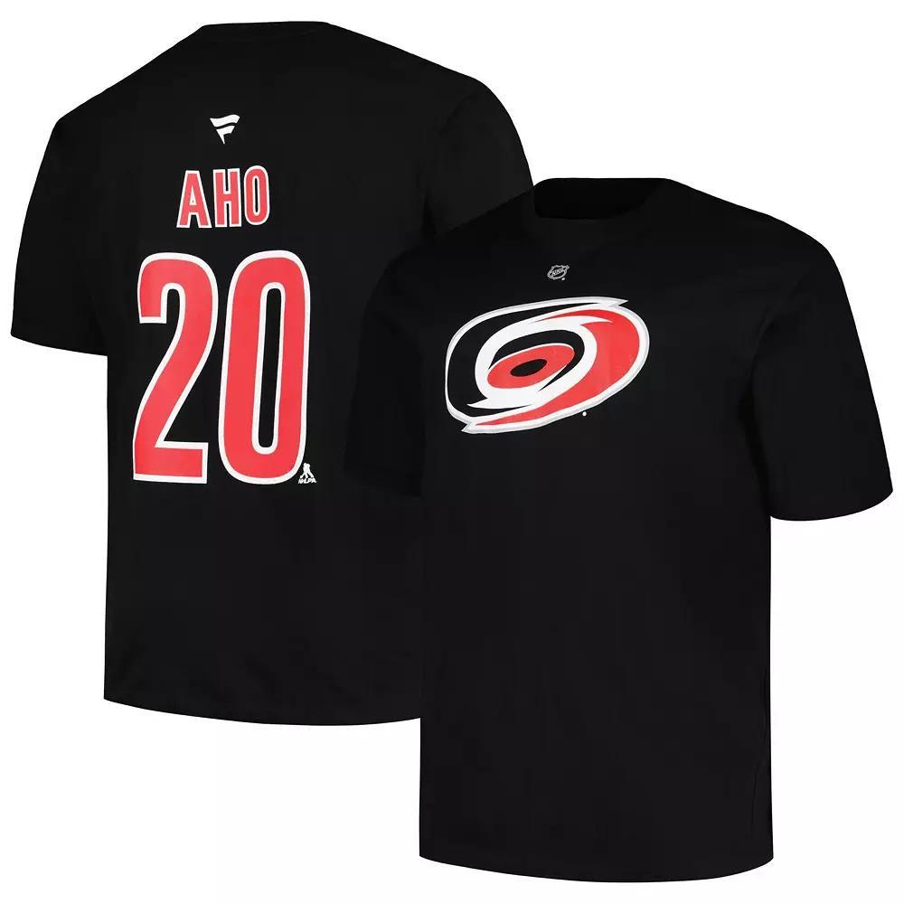 Men's Profile Sebastian Aho Black Carolina Hurricanes Big & Tall Name & Number T-Shirt, Size: 3XB Product Image