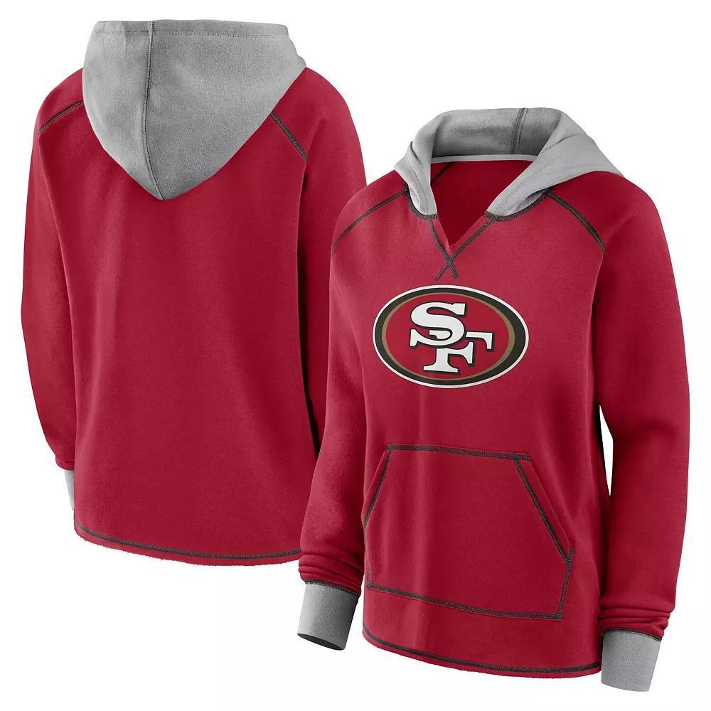 Women's Scarlet San Francisco 49ers Boom Fleece Pullover V-Neck Hoodie, Size: XS, Red Product Image