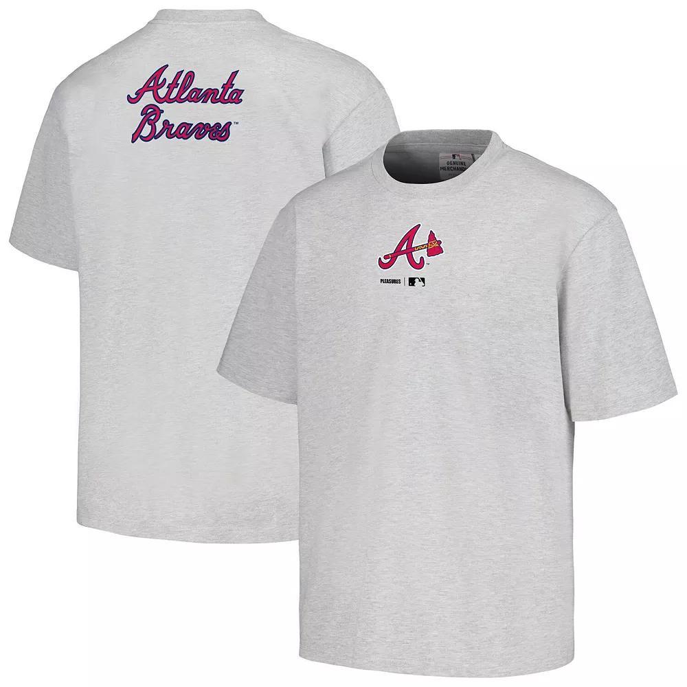 Men's PLEASURES  Gray Atlanta Braves Mascot T-Shirt, Size: Small, Grey Product Image