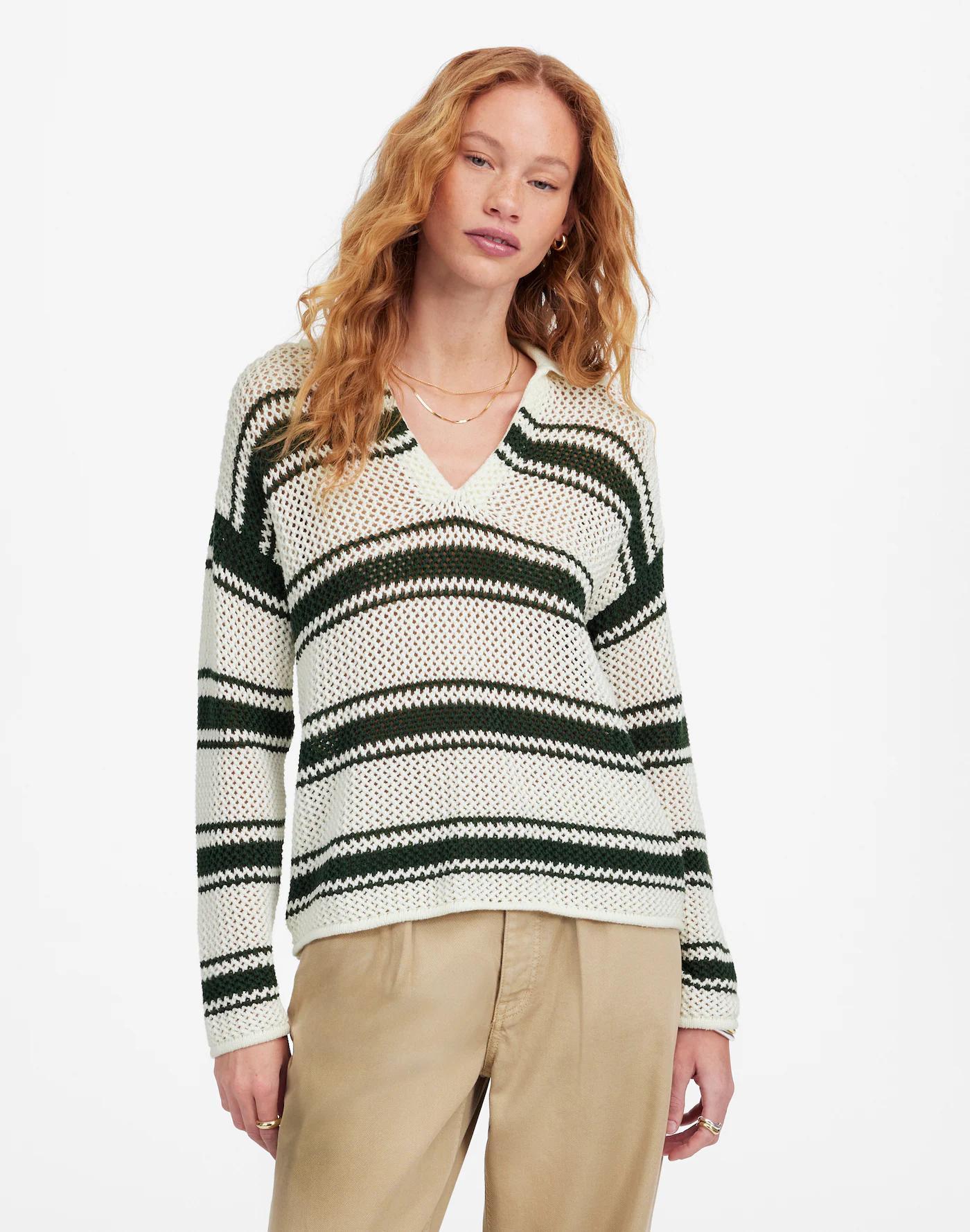 Open-Stitch Johnny Collar Sweater Product Image