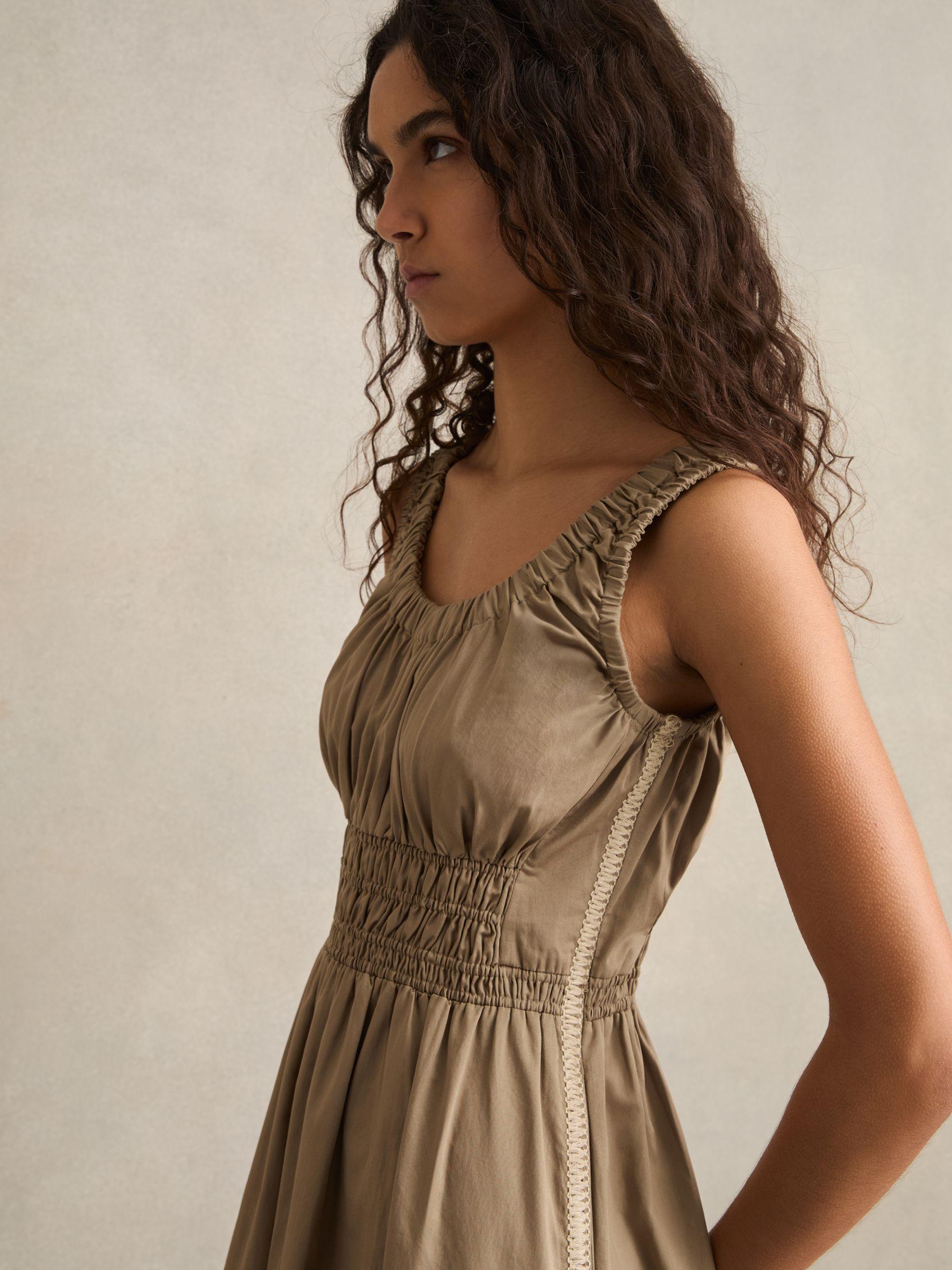 Printed Ruffle Trim Maxi Dress in Cream/Red Product Image