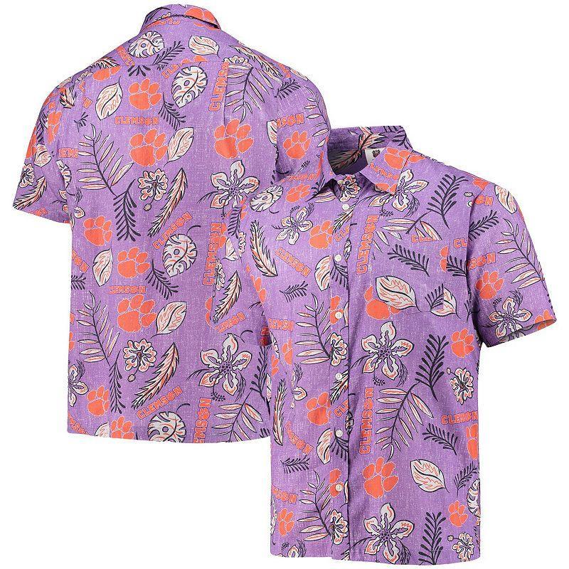 Men's Wes & Willy Purple Clemson Tigers Vintage Floral Button-Up Shirt, Size: 2XL Product Image