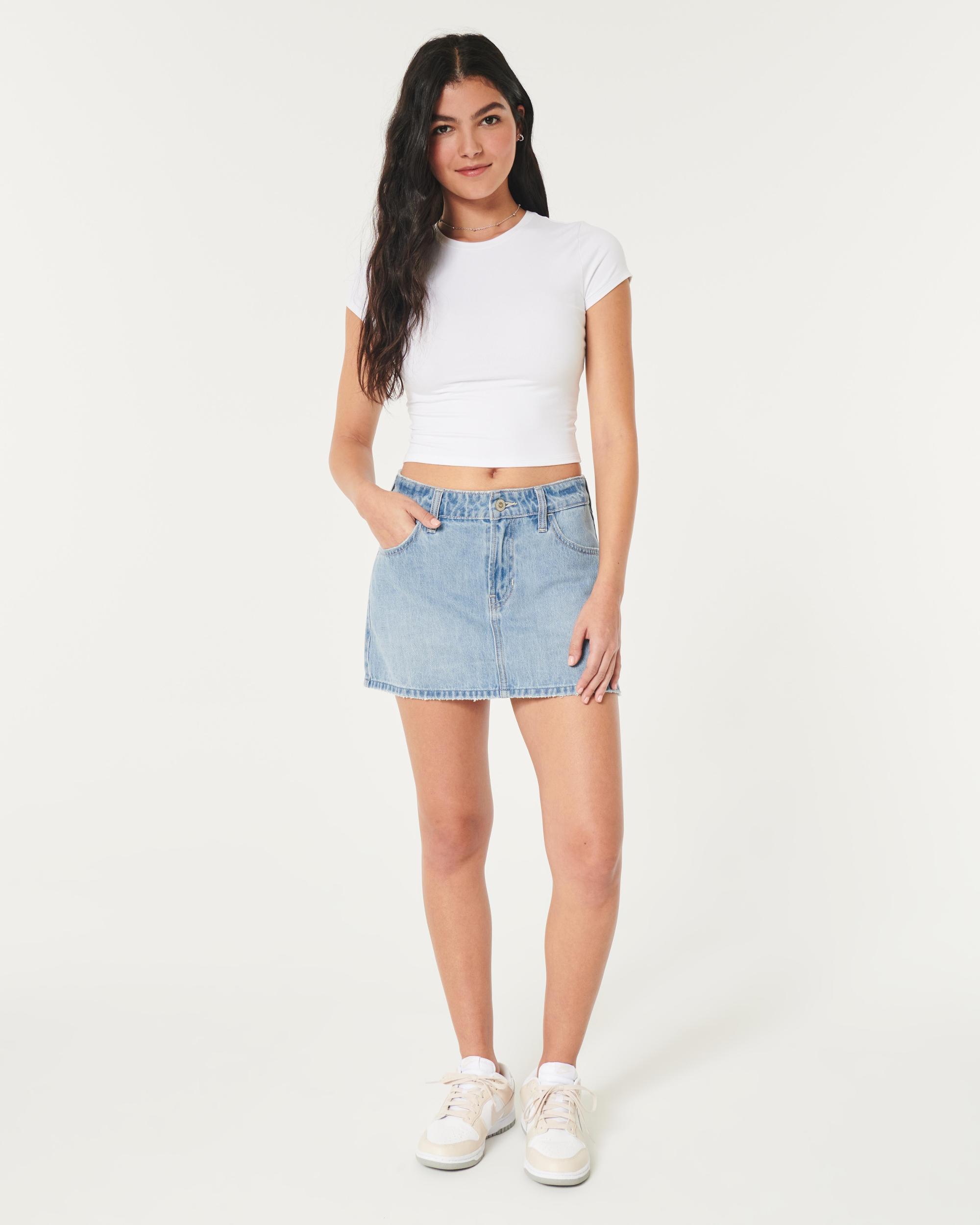 Mid-Rise Denim Mini Skirt Product Image