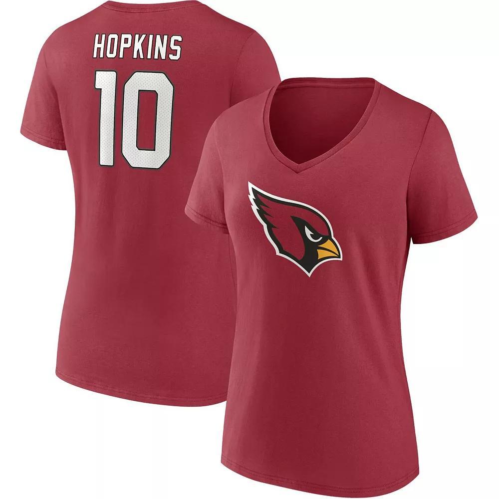 Women's Fanatics Branded DeAndre Hopkins Cardinal Arizona Cardinals Player Icon Name & Number V-Neck T-Shirt, Size: Small, Red Product Image