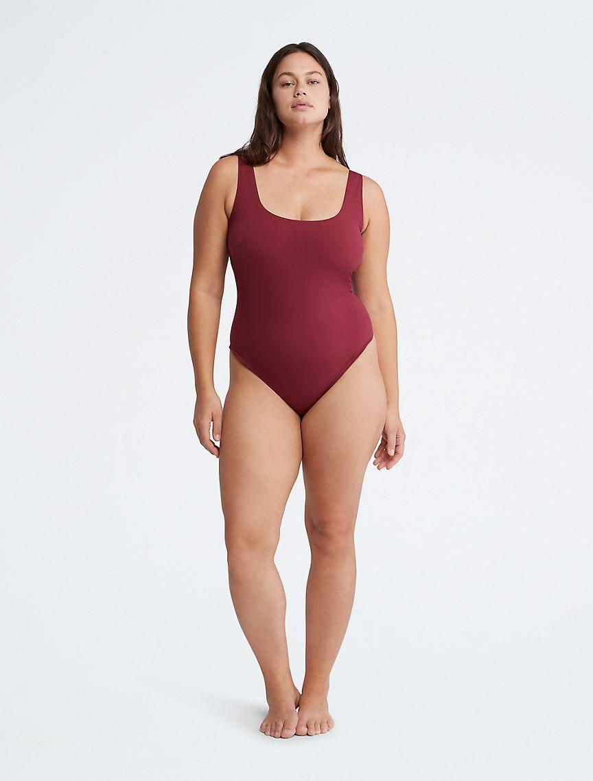Plus Size Core Tonal Scoopneck One Piece Swimsuit Product Image