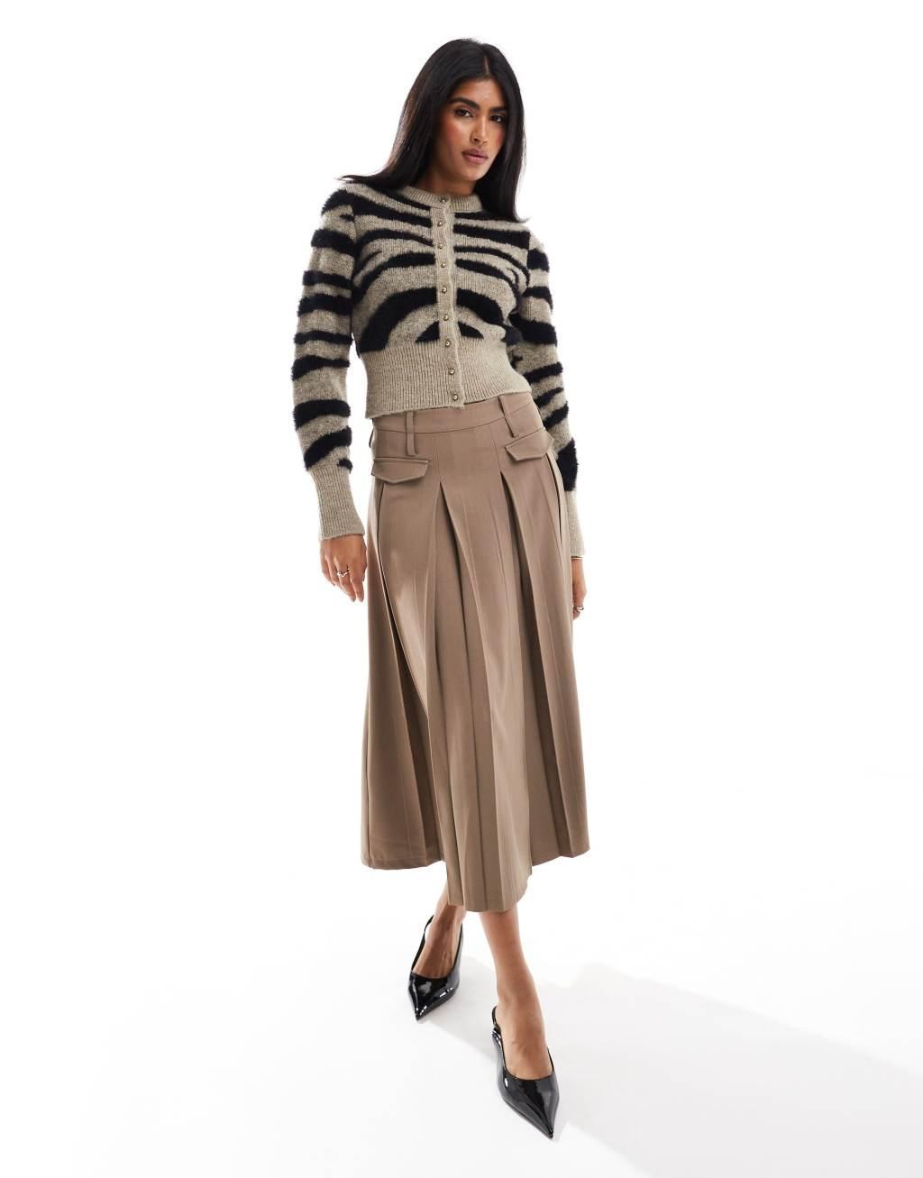 ASOS DESIGN crew neck cardigan in animal print Product Image