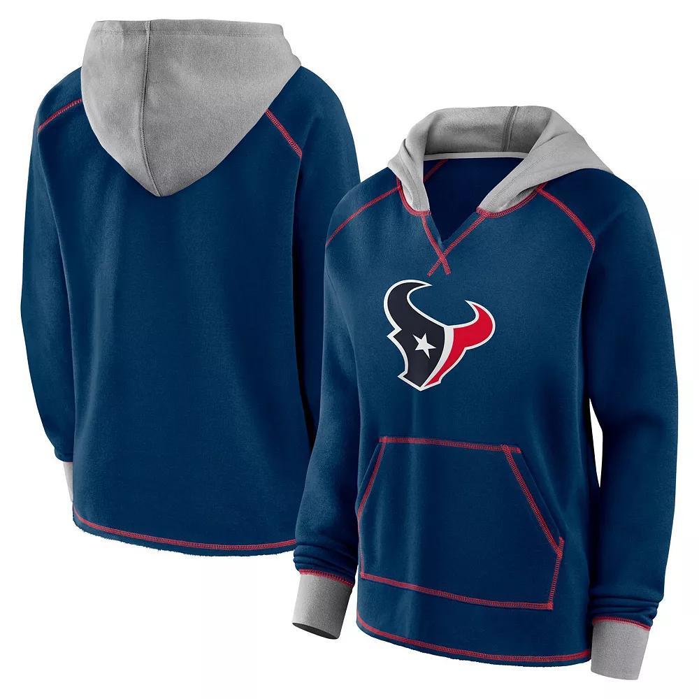 Women's Navy Houston Texans Boom Fleece Pullover V-Neck Hoodie, Size: 2XL, Blue Product Image