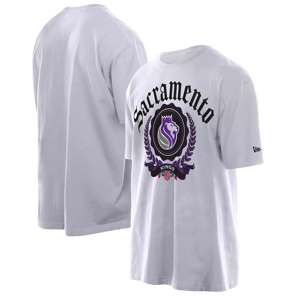 Men's New Era White Sacramento Kings Throwback Prep Oversized T-Shirt, Size: XL, Kng White Product Image