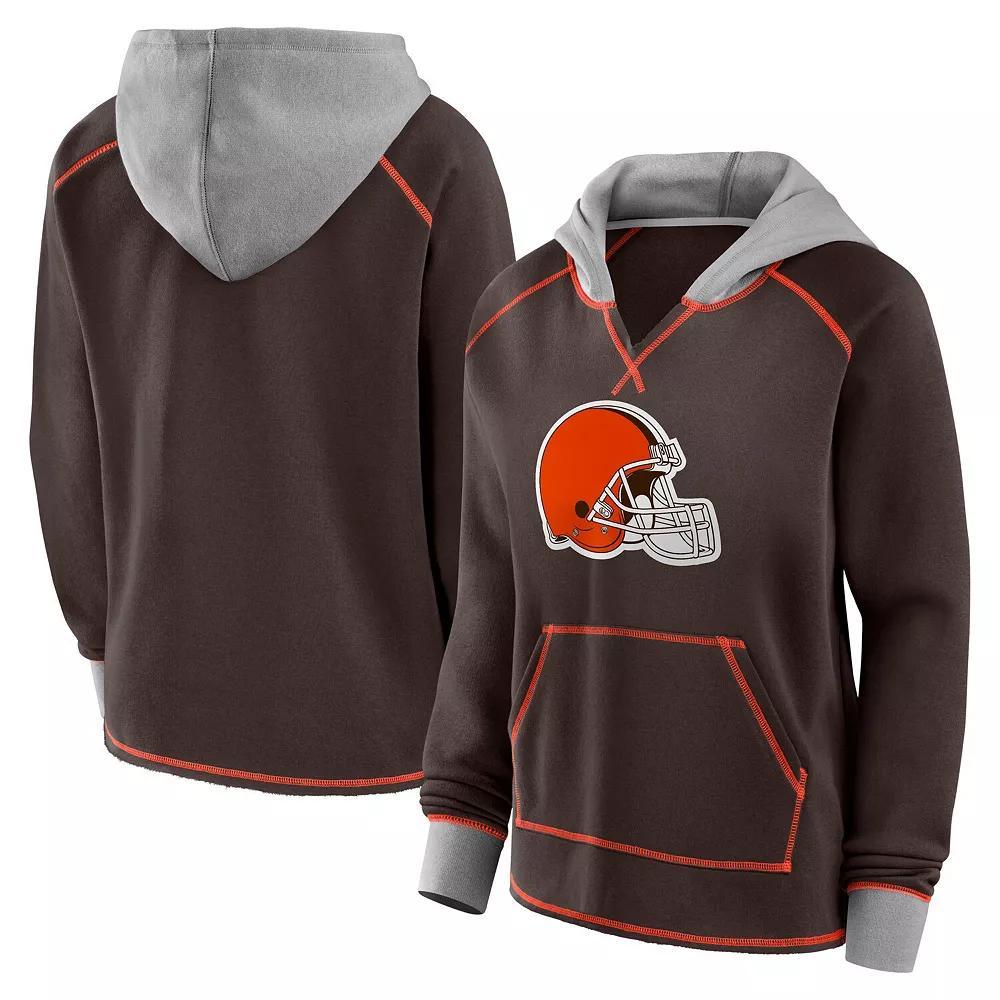 Women's Brown Cleveland Browns Boom Fleece Pullover V-Neck Hoodie, Size: XS Product Image
