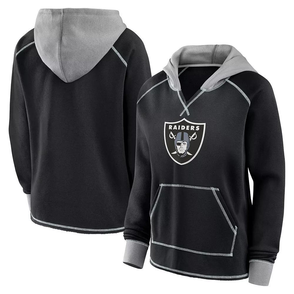 Women's Black Las Vegas Raiders Boom Fleece Pullover V-Neck Hoodie, Size: XS, Lvr Black Product Image