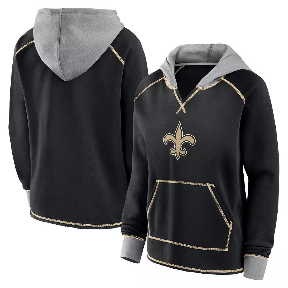 Women's Black Las Vegas Raiders Boom Fleece Pullover V-Neck Hoodie, Size: XS, Lvr Black Product Image