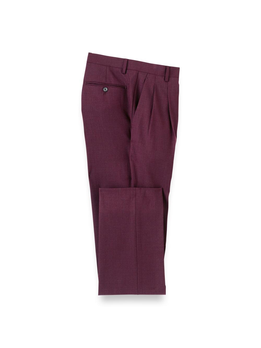 Wool Stretch Bengaline Single Breasted Peak Lapel Suit - Plum Product Image