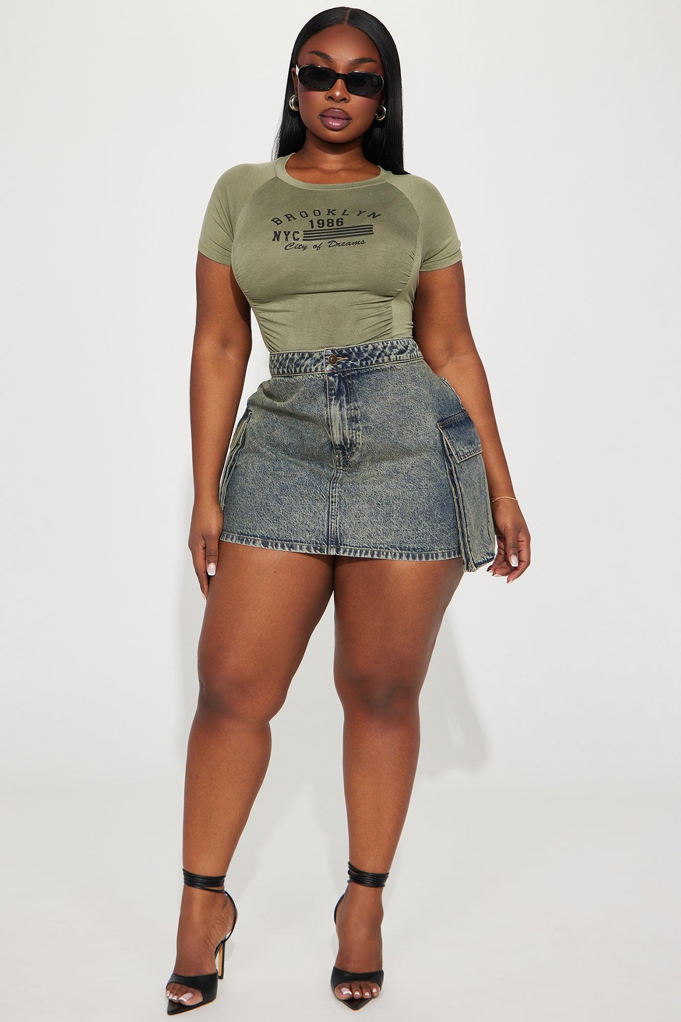 Harlow Cargo Tinted Denim Mini Skirt - Dark Wash Product Image