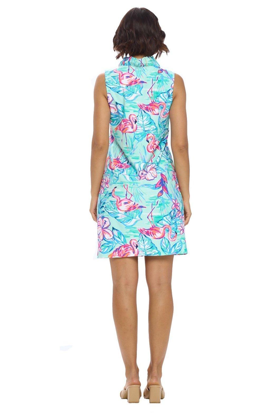 Aqua Ruffle Neckline Dress Product Image