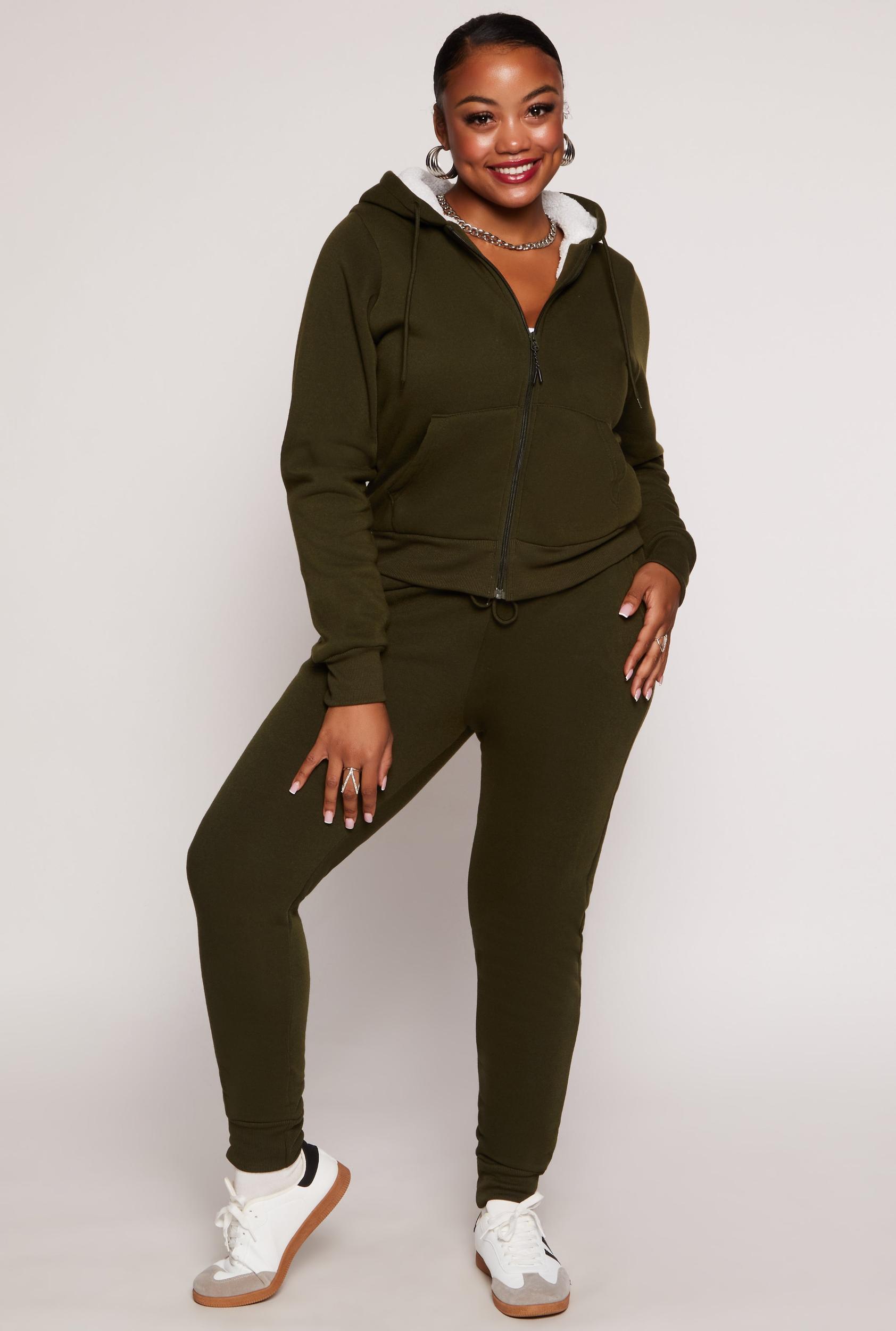 Womens Plus Size Fleece High Waist Drawstring Joggers Product Image