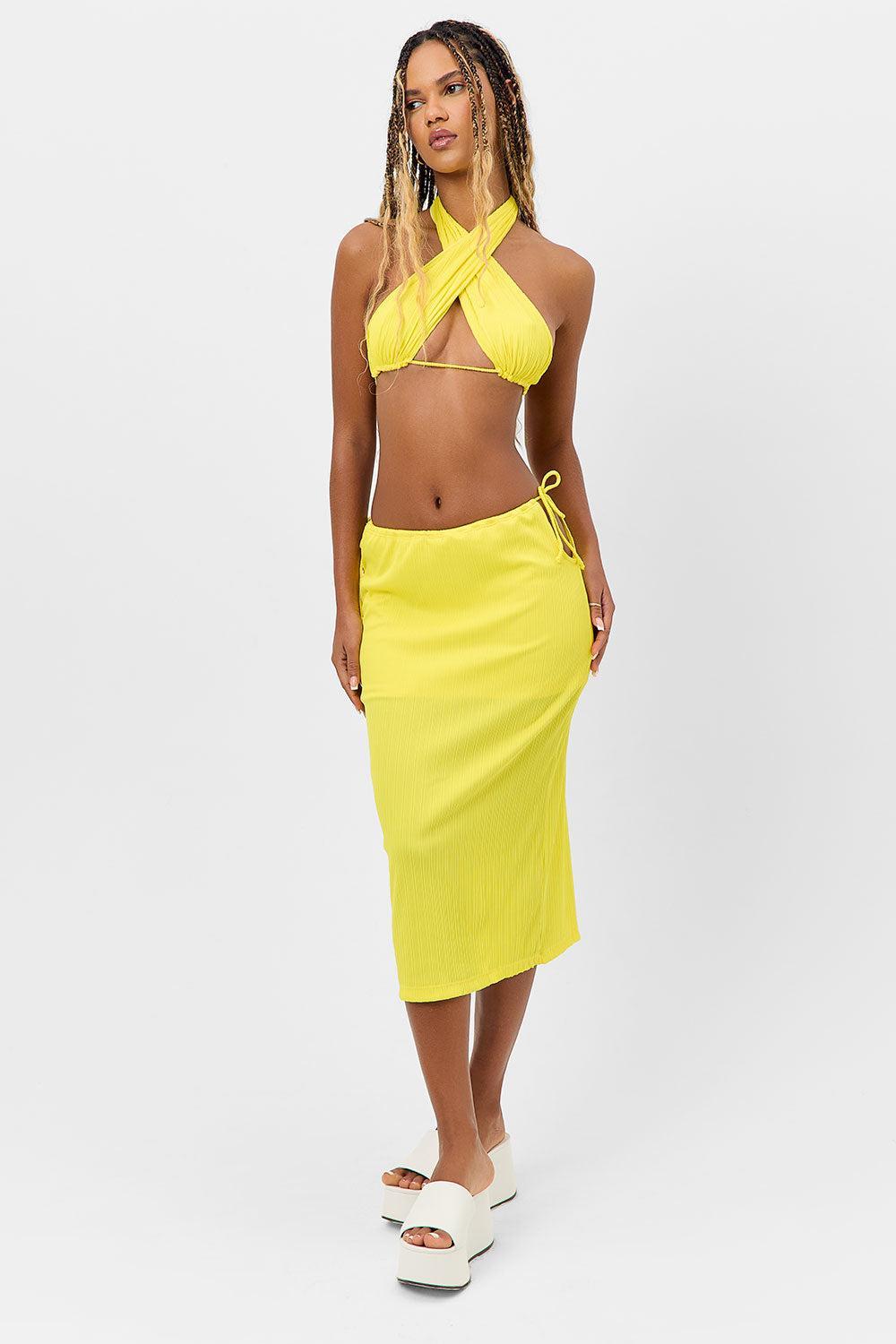 Jenny Plissé Midi Skirt - Pina Colada Product Image