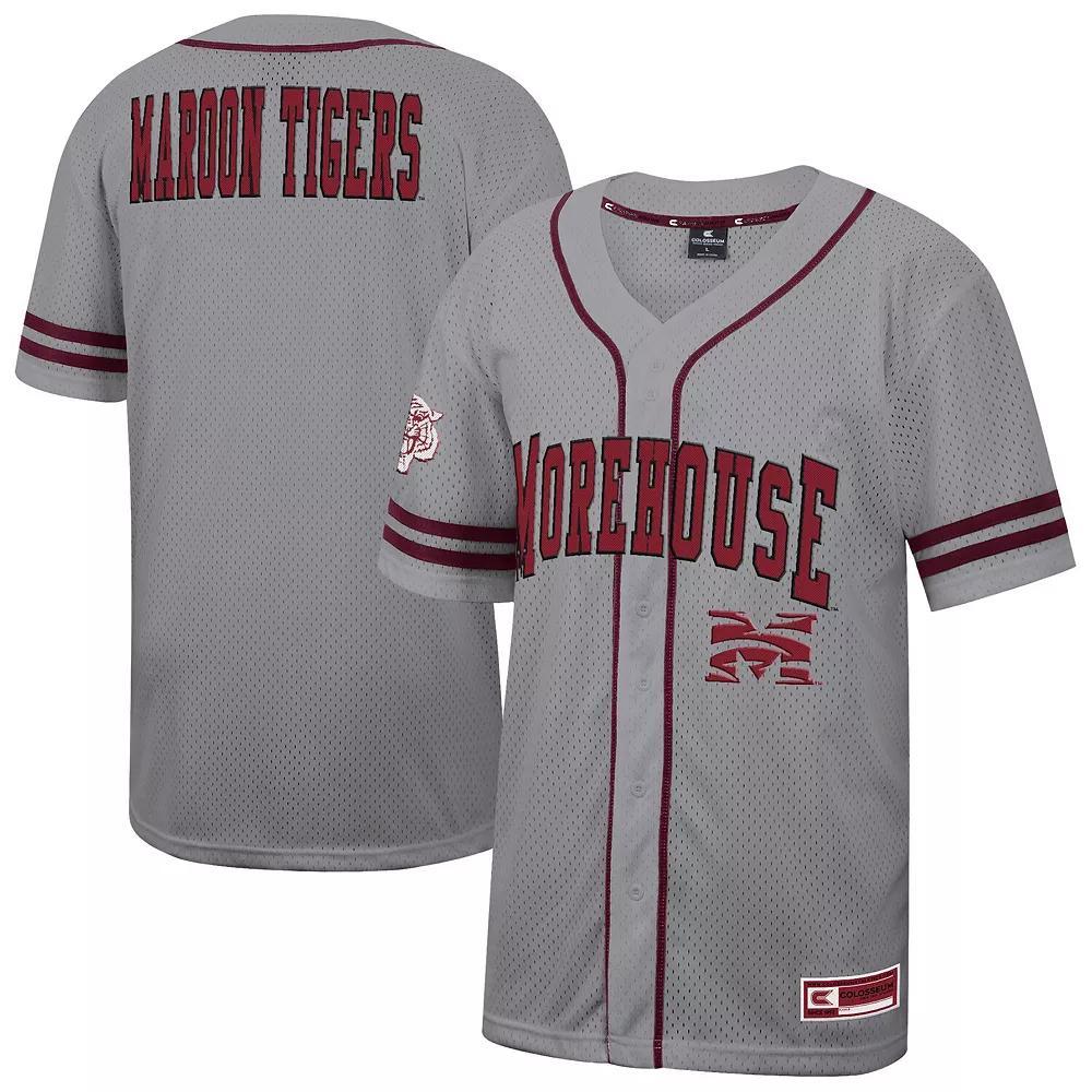 Men's Colosseum Gray Morehouse Maroon Tigers Free Spirited Baseball Jersey, Size: 2XL, Nc2 Grey Product Image