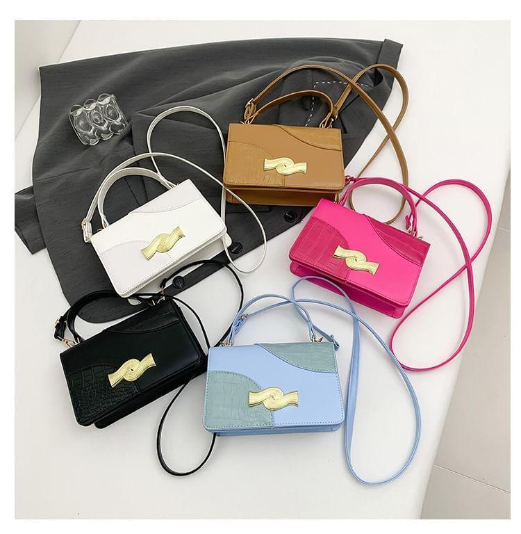 Crocodile Grain Panel Flap Crossbody Bag Product Image