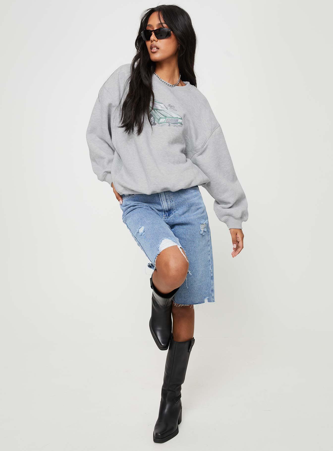 Retro Car Crew Neck Sweatshirt Grey Marle Product Image