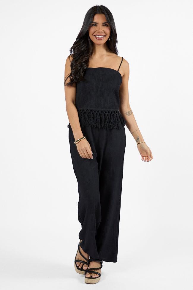 Pretty In Paradise Black Tassel Detail Top SALE Product Image