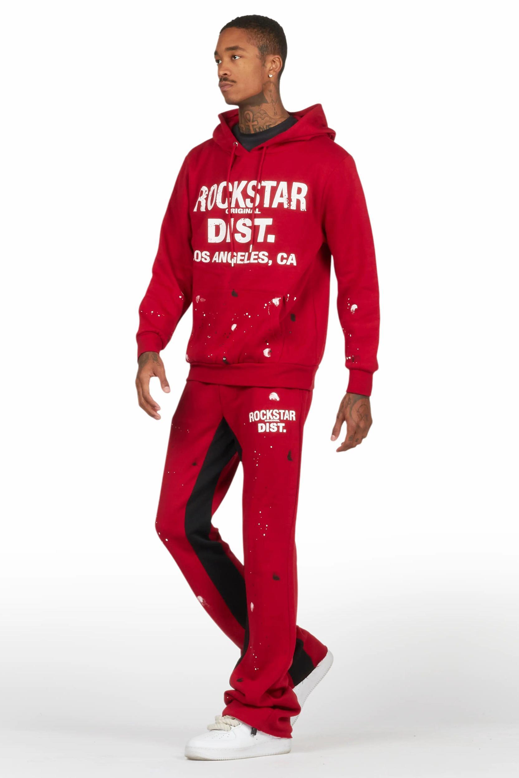Scottie Burgundy Hoodie/Baggy Track Pant Set Male Product Image
