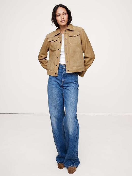 Relaxed Suede Trucker Jacket Product Image