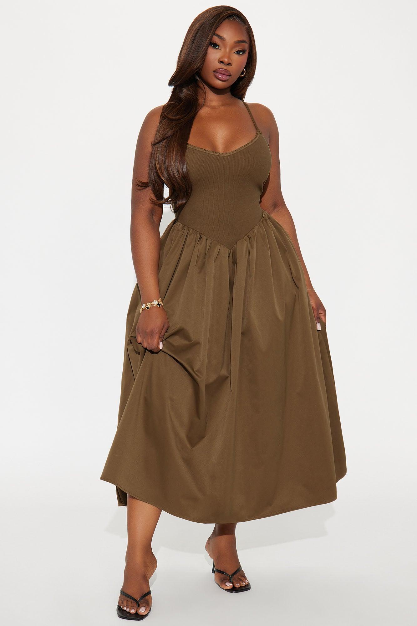 Classic Midi Dress - Brown Product Image