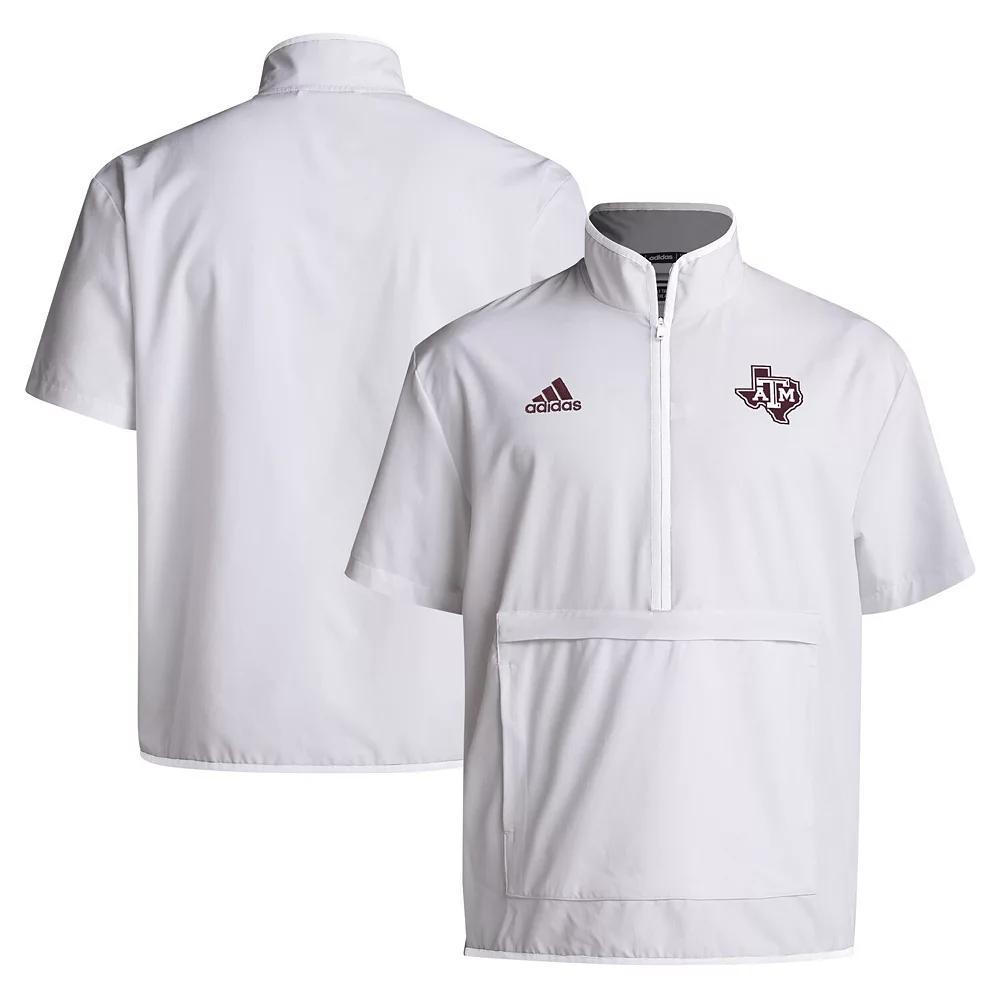 Men's adidas White Texas A&M Aggies 2024 Coaches Sideline Half-Zip Short Sleeve Jacket, Size: Small Product Image