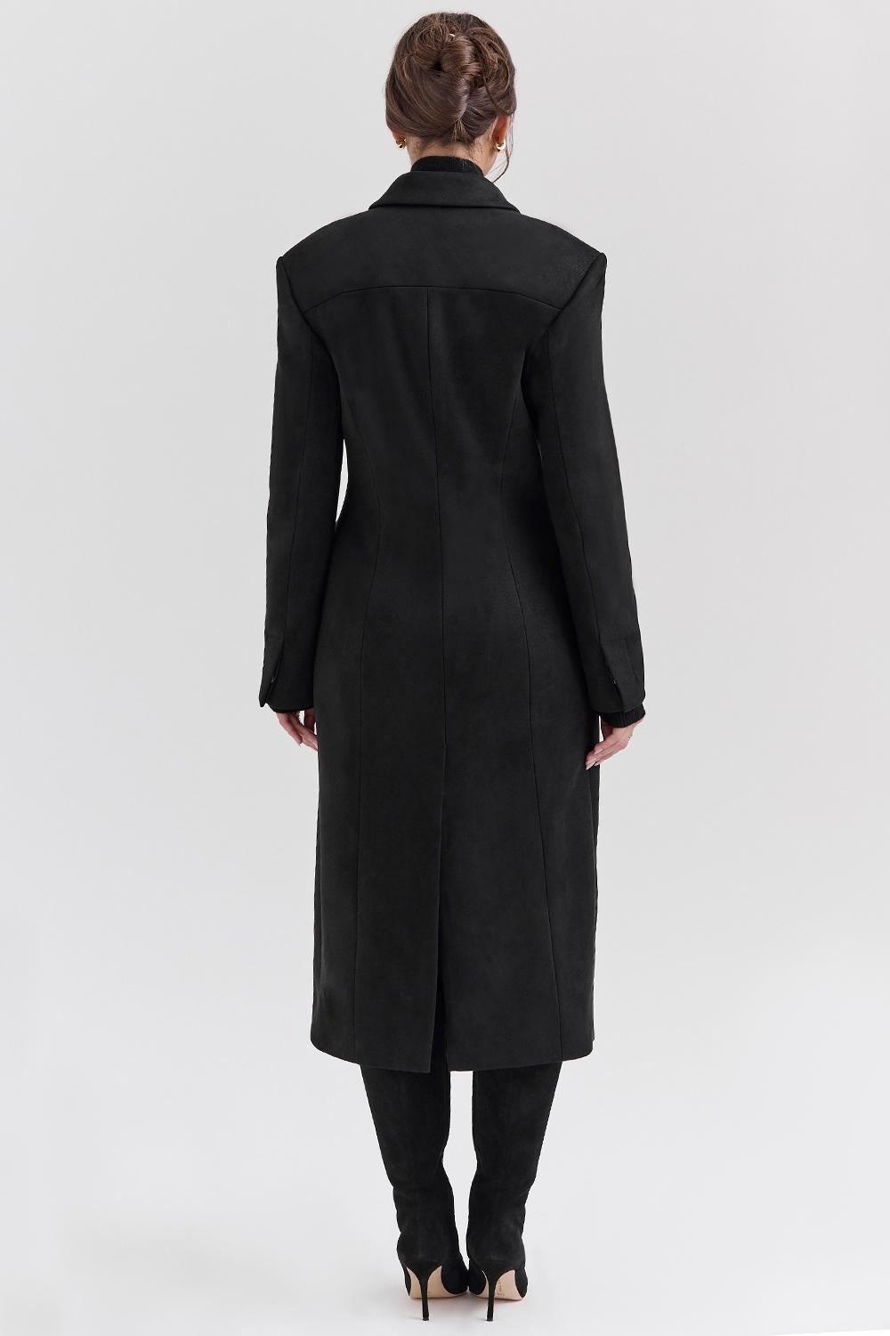 Remi Black Single Breasted Long Coat Product Image