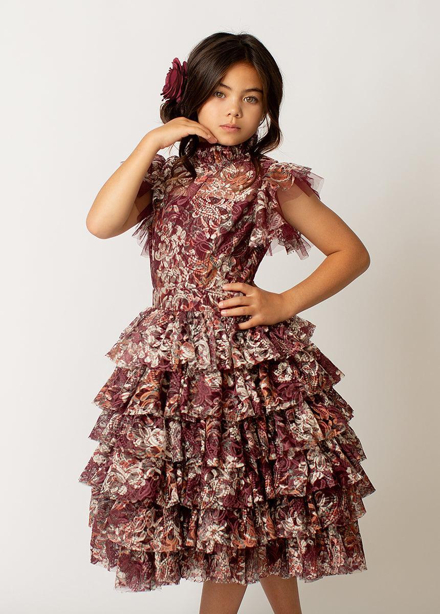 Anouk Petticoat Dress in Currant Floral Girls Product Image