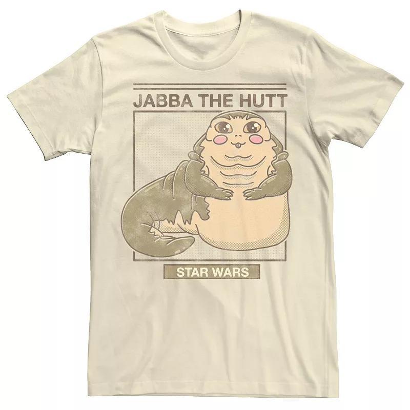 Men's Star Wars Jabba The Hutt Cartoon Cute Portrait Grid Tee, Size: Medium, Natural Product Image