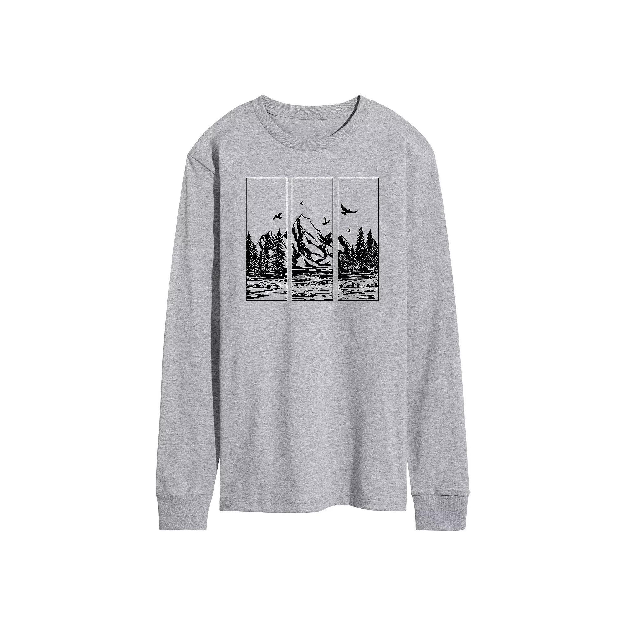 Men's Mountain Scene Tee, Size: XL, Gray Product Image