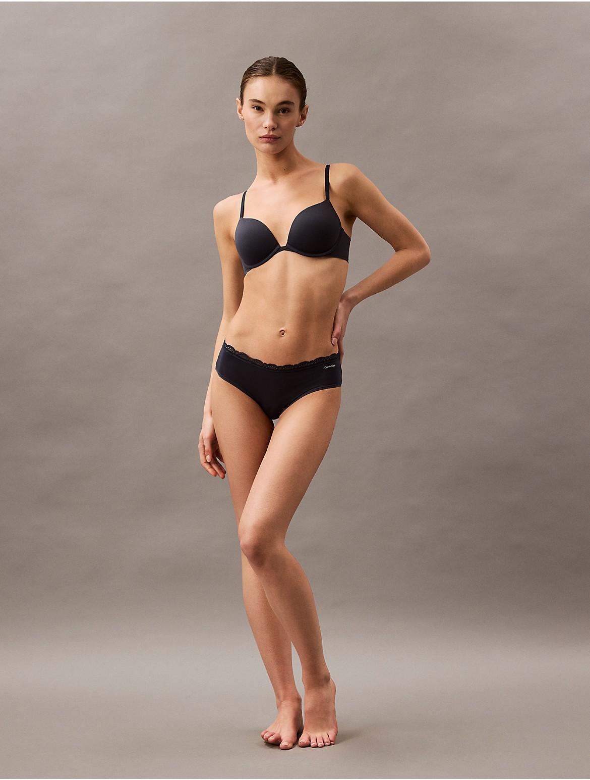 Calvin Klein Women's Microfiber Stretch with Lace Hipster - Neutral - L Product Image