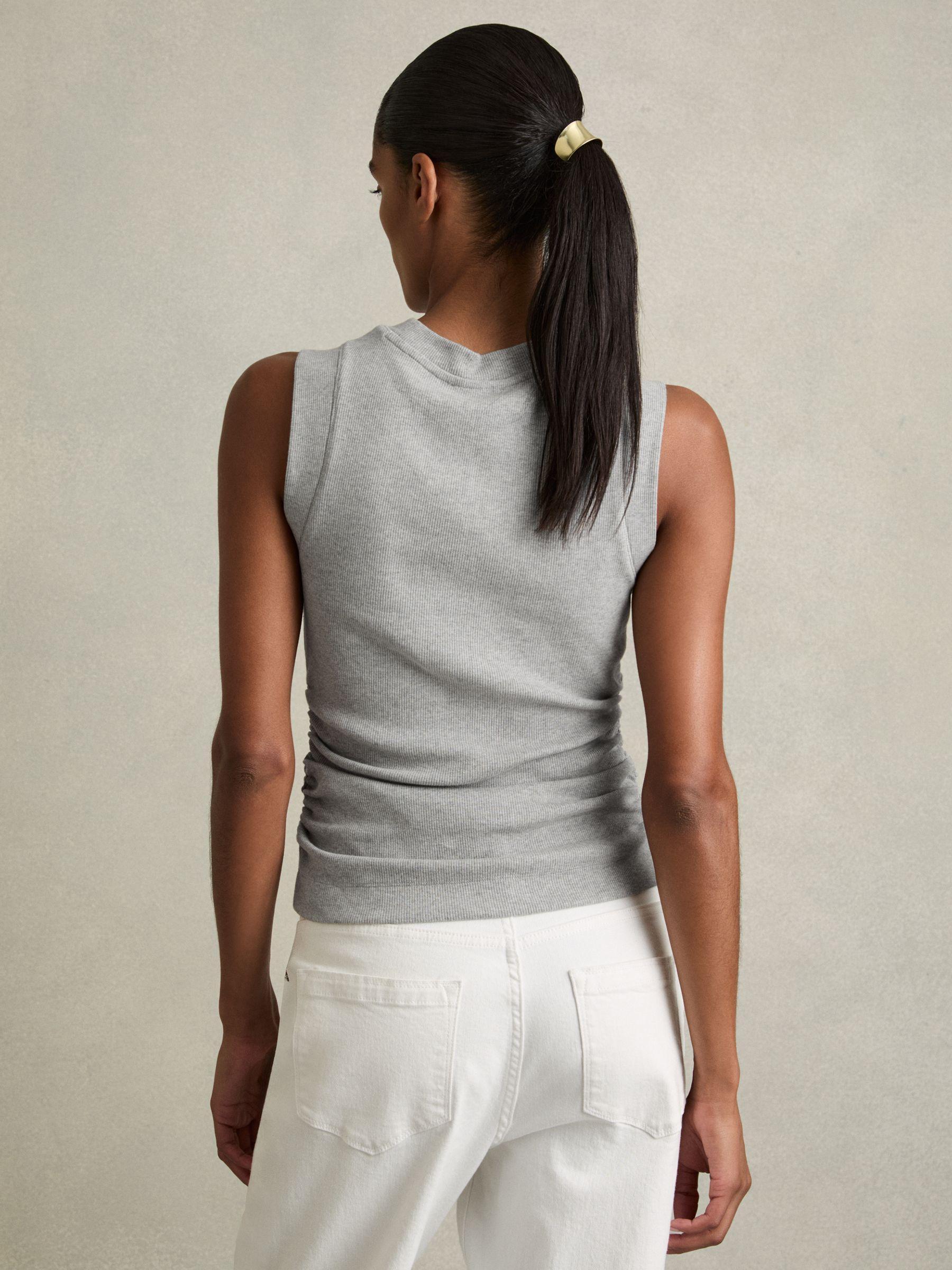 Ribbed Ruched Waist Vest in Grey Marl Product Image