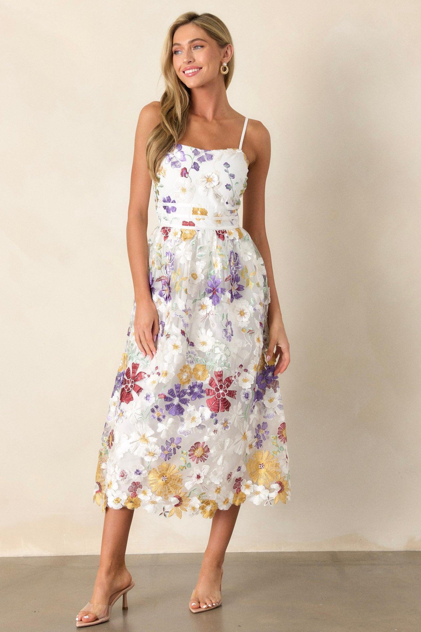 Serene Radiance Ivory Floral Maxi Dress Product Image