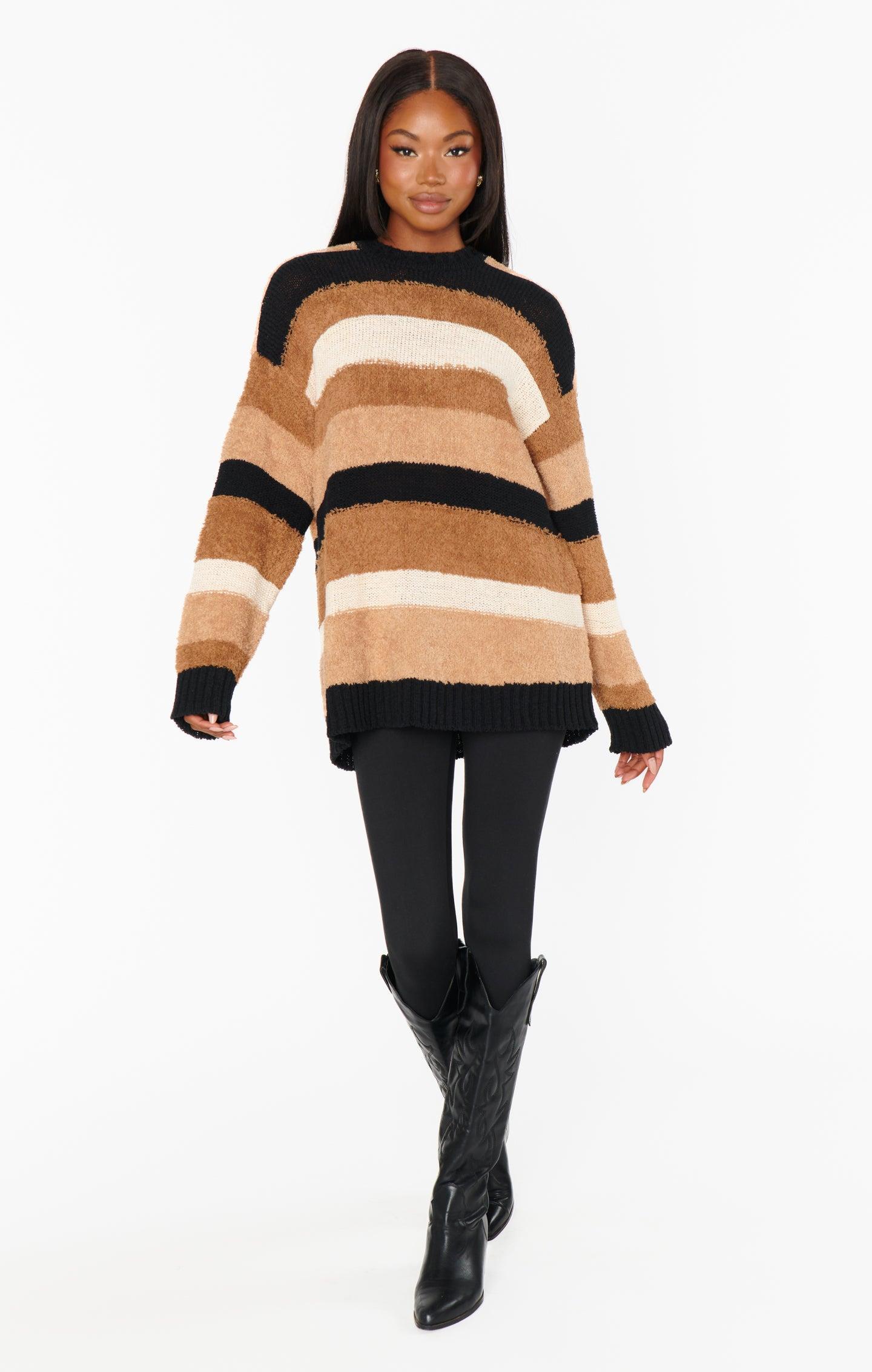 Timothy Tunic Sweater ~ Neutral Multi Stripe Knit Product Image