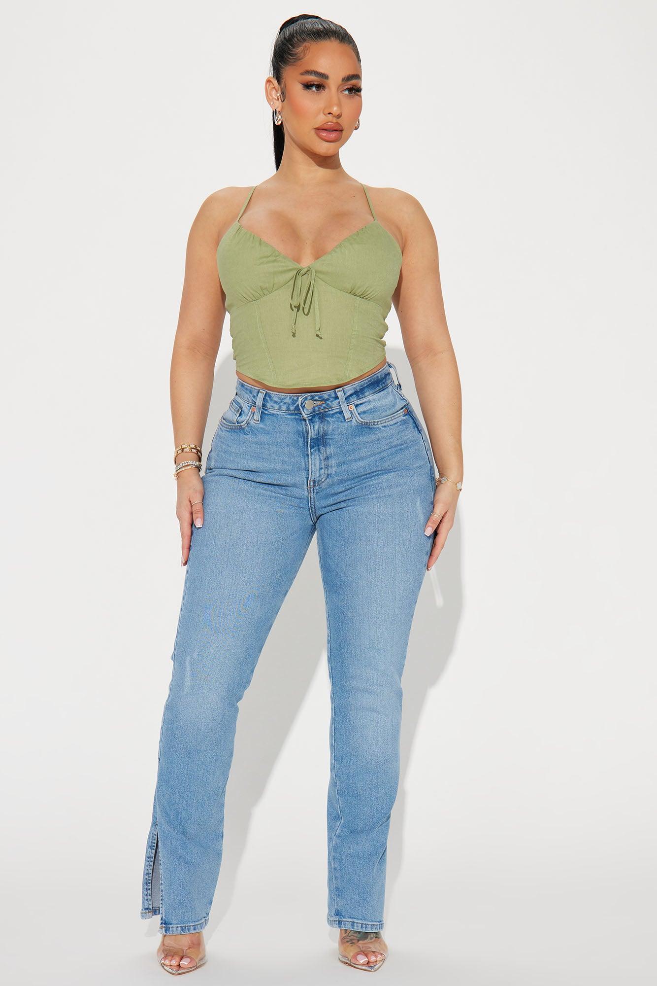 My Way Linen Top - Green Product Image