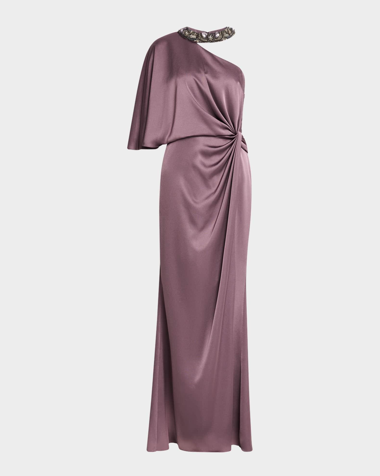 Beaded One-Shoulder Twist Gown Product Image