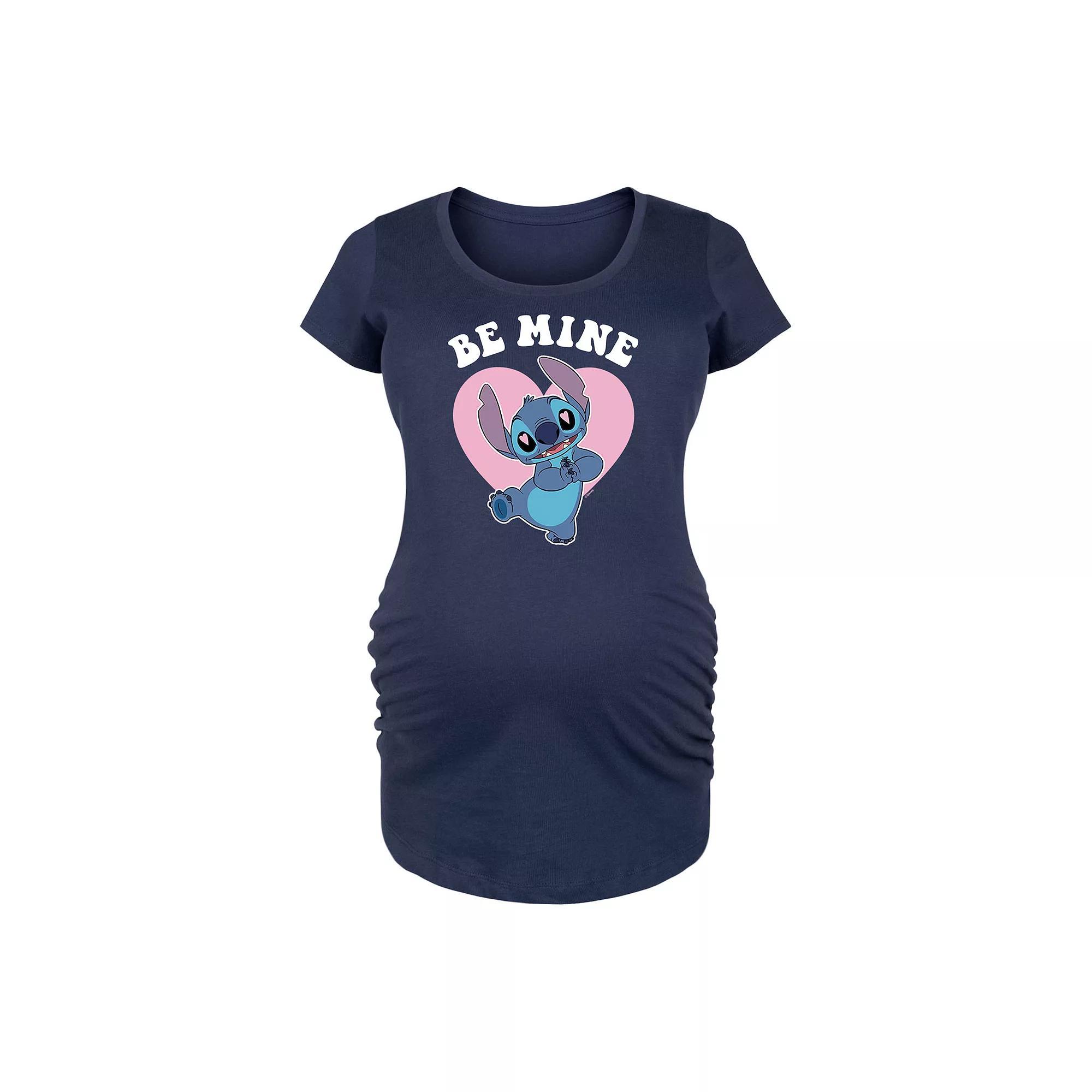 Disneys Lilo & Stitch Maternity Be Mine Graphic Tee, Womens Blue Product Image